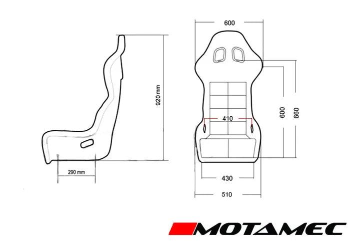 Motamec Racing Evo-Two FIA Approved Race Seat GRP Shell Side Mount BLACK HANS - Motorsport Supplies