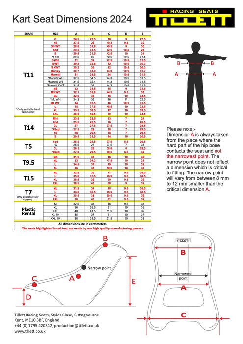 Tillett T14VTI Super Flexible Kart Seat
