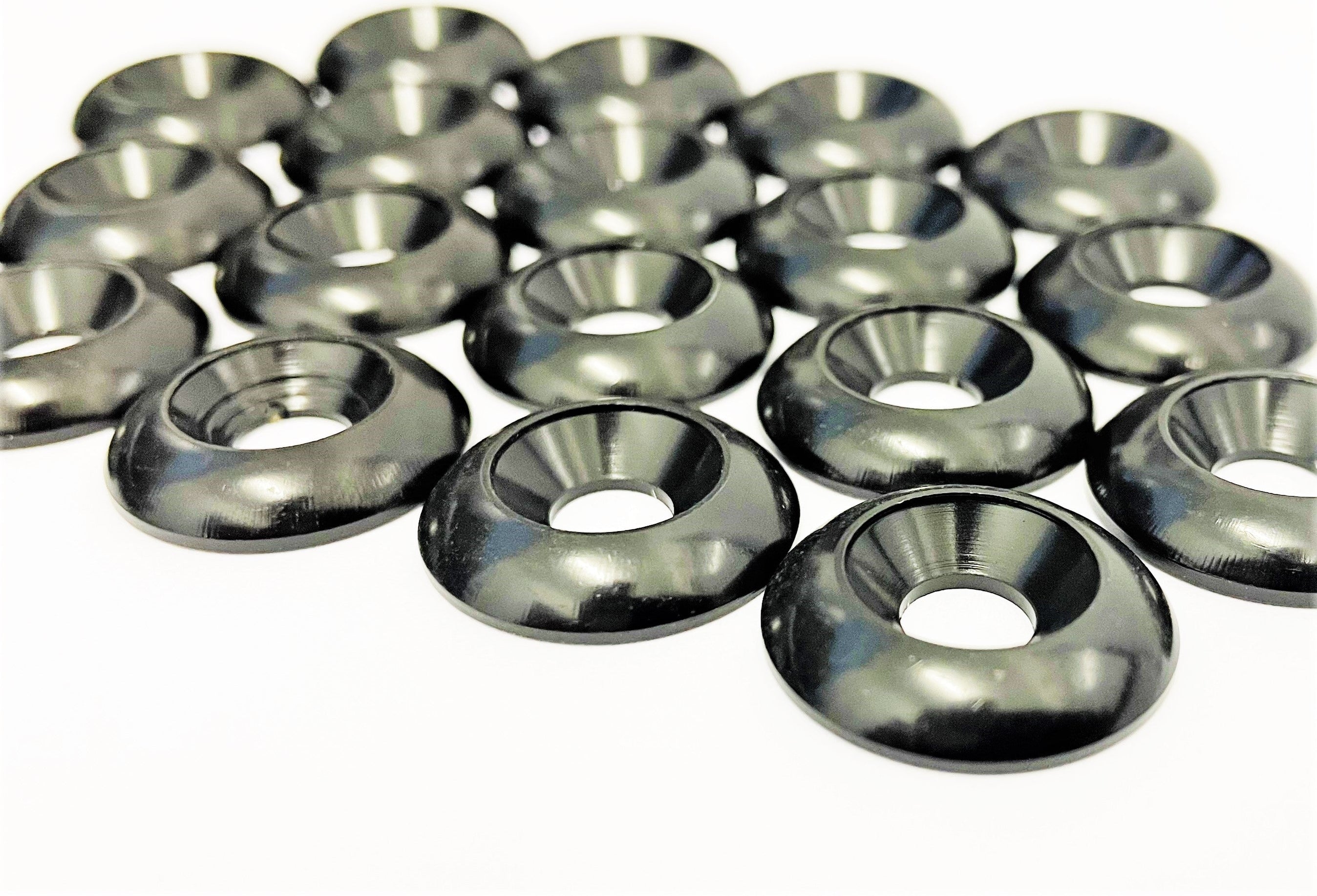 Set of 6 Black M6 Countersunk Washers — Motorsport Supplies