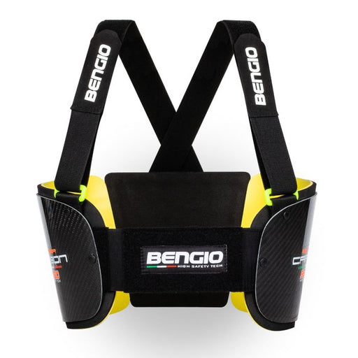 Black and yellow safety vest with 'Bengio' branding on a white background