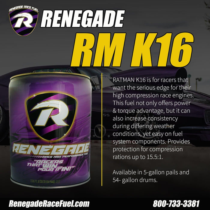 Renegade RM K16 Leaded Race Fuel - Motorsport Supplies