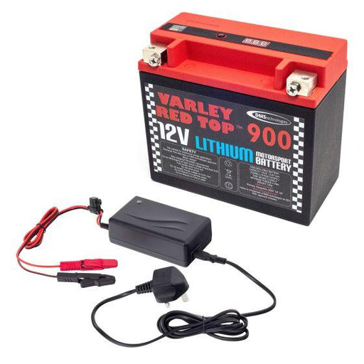 Varley Red Top 900 Lithium Battery With 6AH Charger - Motorsport Supplies