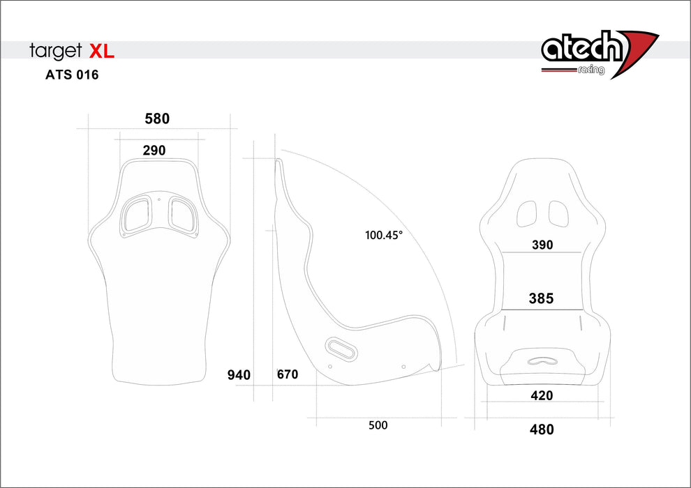 Atech Target XL Racing Seat - Motorsport Supplies