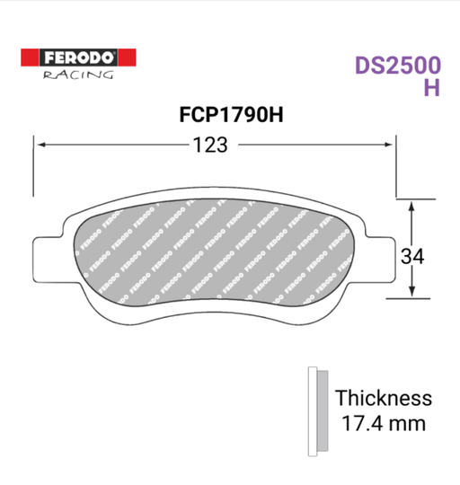 Ferodo FRP216H Front DS2500 Brake Pad Set - High-Performance Compound, Made In Italy