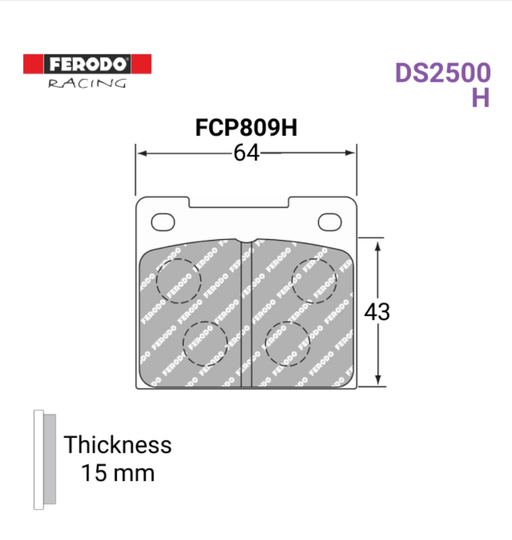 Ferodo FCP809H DS2500 Brake Pads - Motorsport Supplies