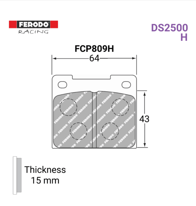 Ferodo FCP809H DS2500 Brake Pads - Motorsport Supplies