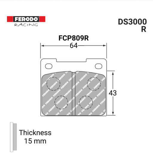 Ferodo FCP809R DS3000 Brake Pads - Motorsport Supplies